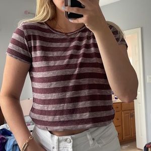 Forever 21 maroon striped cropped tshirt size small